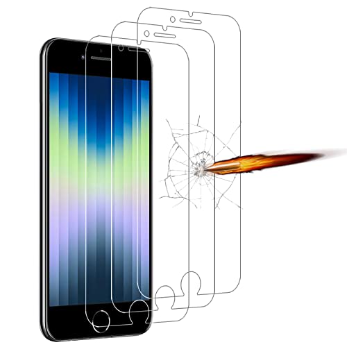ANKENGS Protector de Pantalla para iPhone SE 2022 [3 Unidades], iPhone SE 2022 Cristal Templado [dureza 9H][Anti-Arañazos] iPhone SE 2022 Vidrio Templado película Protectora Cover