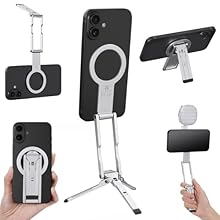 Ultra-Slim & Pocket-Sized: This mini tripod for iPhone folds to just 7mm thick and 101mm long, weighing only 59g. It sits flush against your phone, fitting naturally in your palm without adding bulk. You can wear it daily or slip it into any pocket, ...
