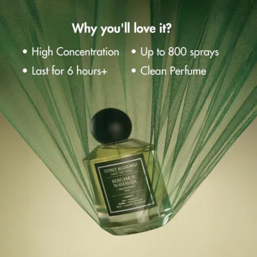 Image of Secret Alchemist Bergamot Nostalgia Eau de Parfum 100ml - Long Lasting Unisex Clean Perfume for Women & Men | Citrusy Woody Sandalwood & Cherry Blossom | High Concentration, Everyday & Work Wear