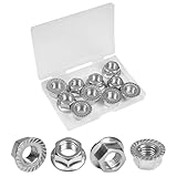 Yinpecly 10 Pcs M12-1.75mm Serrated Flange Hex Nuts, M12 Hexagon Flange Nuts,304 Stainless Steel, Metric Hex Lock Nuts, Locknuts Replacement Nut Full Thread for Industrial Construction Fasteners