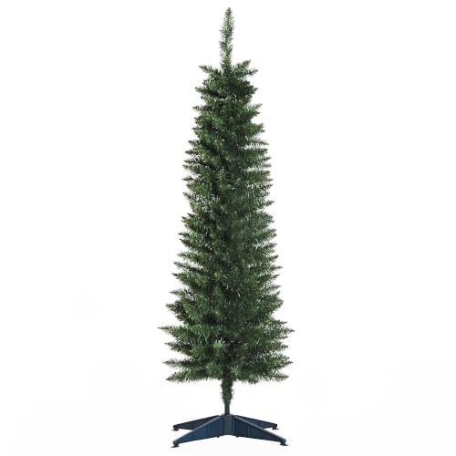 HOMCOM Árbol de Navidad Estrecho 150 cm, 294 Ramas, Fácil Montaje, Verde