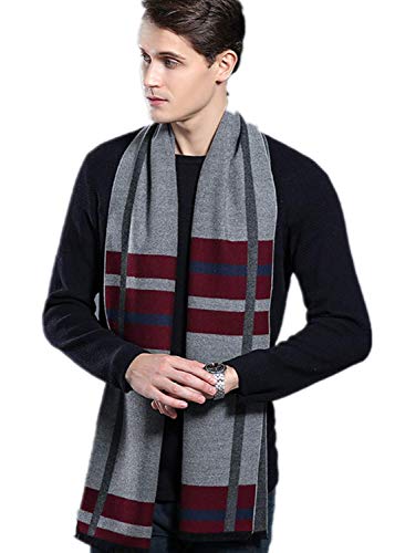 Budermmy Echarpe Hiver Hommes Cachemire Feel Écharpe， Echarpe Chaude pour les Hommes (MS01-4)