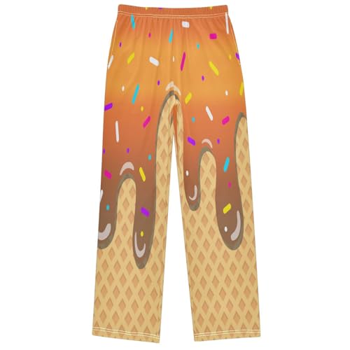 Boys' Pants Dark Orange Ice Cream Joggers Elastic Long Bottoms Trousers Sweatpant with Pockets Size 6-14