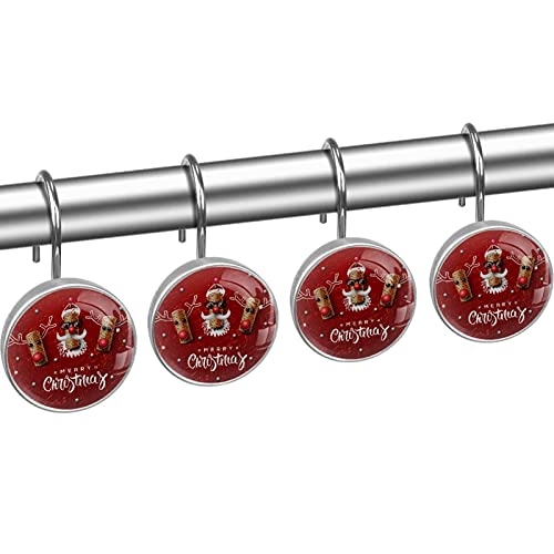 Crochets rideau de douche en acier inoxydable durable rouge Noël - 3