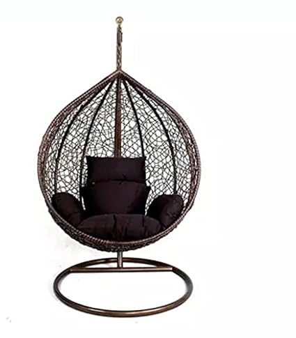 City Outdoor Furniture Hammock Swing for Balcony Hanging Chair with Stand Indoor Jhula Heavy Strong 150 kg Capacity 1 Person Included Cushion (Brown ,Brown)