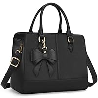 RAINSMORE Handtasche Damen Mittelgroß PU Leder Tasche Damen Henkeltaschen Damenhandtasche Damentaschen Tote Bag Schultertaschen Shopper 13 Zoll Schwarz