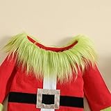 WERNZATT Toddler Kids Boy Girl Halloween Green Monster Costume Plush Cosplay Party Santa Claus Outfit Fuzzy Christmas Clothes (Green, 6-12 Months) - Image 4