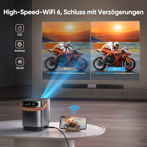 Mini Beamer 1080P Full HD WiFi Bluetooth, 13000 Lumen Klein Tragbarer Beamer, TOPTRO LED Heimkino Video Projektor mit Elektrischer Fokus, 4D/4P Trapezkorrektur, Zoom für TV Stick/Smartphone/HDMI/USB – Bild 6