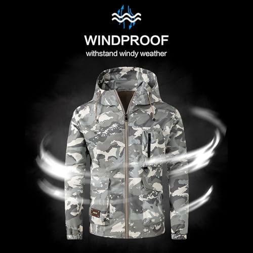 Men’s Water-Resistant Windproof Rain Jacket 4 Pockets Outdoor Windbreaker Relaxed Fit for Spring&Fall3