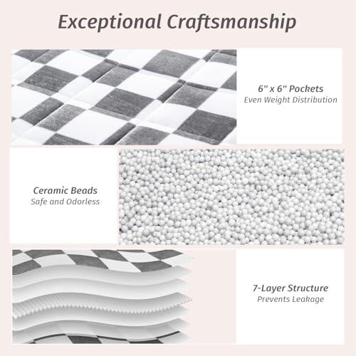 Wemore Flannel Fleece Weighted Blanket for Adult Queen Size 15 lbs, Dual Sided Luxurious Checkerboard Grid Heavy Blankets, Ultra Soft Throw Blanket, Plaid Grey, 60 x 80 inches