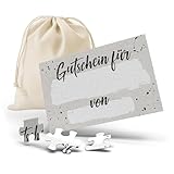 Gutschein Puzzle 24-teilig, personalisierte Geschenke Idee, Geburtstagsgeschenk, Gutschein zum selber ausfüllen, Gutscheinkarte zum Selbstausfüllen, mit Baumwoll-Säckchen