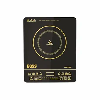 BOSS 2000 watt Induction Cooktop, Soft Touch Button with 8 cooking modes, Preset timer, Auto Switch Off - Black