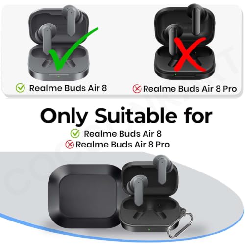 Image of Soft Silicone Case Cover Compatible for Realme Buds Air 8 (Black)