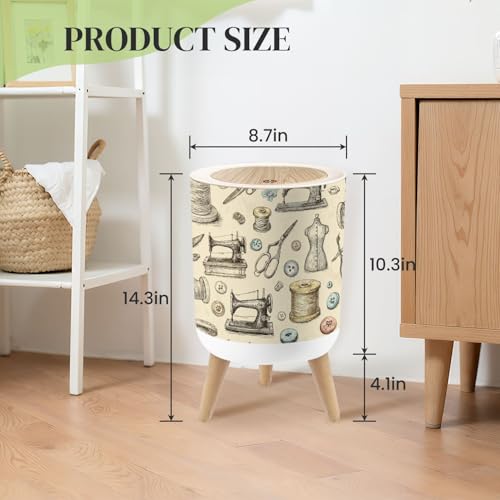 Caneca de basura pequeña con tapa y diseño redondo 7L miniatura 3