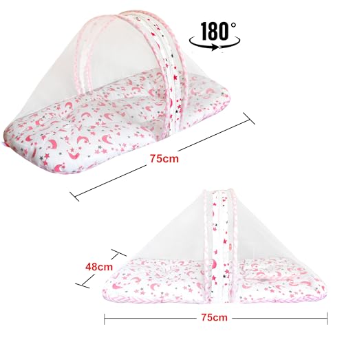 Image of VParents Galaxy Pink Cotton Bedding Set & Mosquito Net