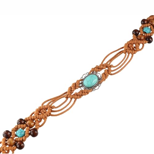 Boho Braid Belt for Women Woven Handmade Dress Accessories Ethnic Style Woven Belt Wax Rope Braided Waist Belt4