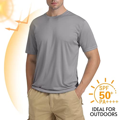 Tacvasen Mens Running Shirts Uv Protection Clothing Short Sleeve Men's T-Shirts Quick Dry Moisture Wicking T Shirts Light Grey 2Xl #TOP1