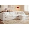 GRUSIGN 110” Oversized Cloud Sectional Boneless Couch for Living Room, Modern Big Compressed L Shape Couch with Ottoman & 2 Throw Pillows, Chenille Deep Seat Memory Foam Spineless 4 Seater Sofa,Beige | Premium Chenille, Cloud-Like Comfort, Versatile Style, Washable Covers, Flexible Modular, No Assembly Needed