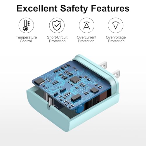 Image of iPhone 17 16 15 Charger Fast Charging 6FT - 20W USB C Charger Block with 6FT Type C to C Cable Compatible with iPhone 17 /17 Pro /17 Pro Max /Air /16 /16e /15, iPad Pro, iPad Air (Blue)