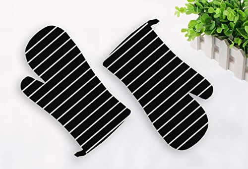 Image of Oasis Home Cotton Shell with Inner Polyester Printed Glove Set - Print Black Stripe (Pack of 2)