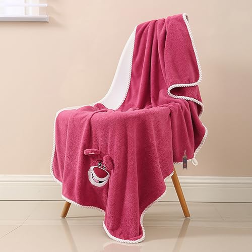 Image of Lotso Bear Bath Towel for Kids Oversized Microfiber Beach Towel Lightweight Quick Dry (30x60 Inches) (Strawberry)