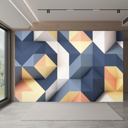 Color Splicing 3D Wall Mural, Classic Minimalist Removable Self-A...