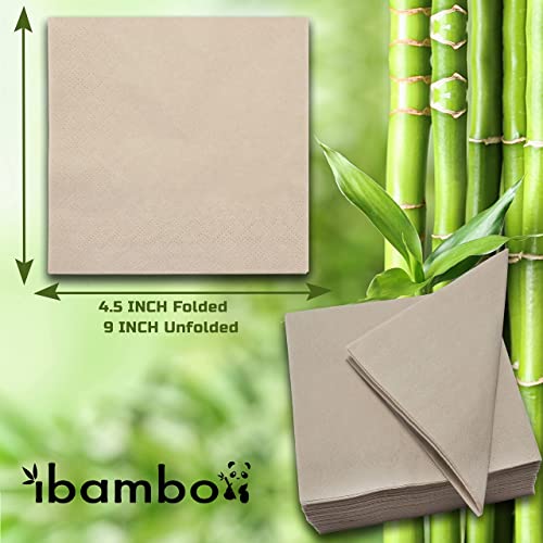 Ibambo 250 Pack Bamboo Cocktail Napkins - 2-Ply Ecofriendly Beverage Napkins - Bar Napkins For Home, Parties - 4.5X4.5 Inch Folded Drink Napkins - Disposable Napkins For Serving Drinks, Small Food #TOP1