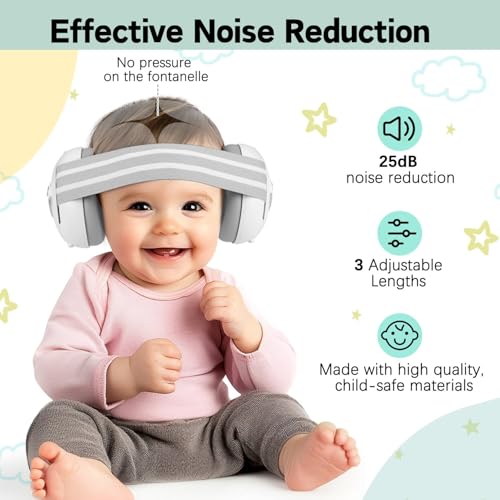 Image of Babies Hearing Protection Earmuffs for 0-48 Months, Adjustable Baby Ear Muffs with 2-in-1 Design | Comfortable Noise Reduction for Travel, Flight & Sleep - Ideal for Infants, Toddlers