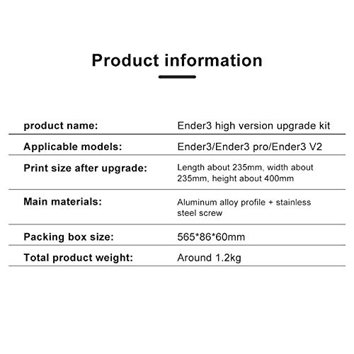 Lysee 3D Printer Parts & Accessories - Z-Axis Upgrade Kit 55cm Aluminum Frame Lead Screw Enlarging for Ender 3/Ender 3 E65A