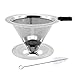 Filtre à Café Inox Réutilisable Goutte à Goutte avec Brosse Filtre Permanent à Café Infusé à la Main