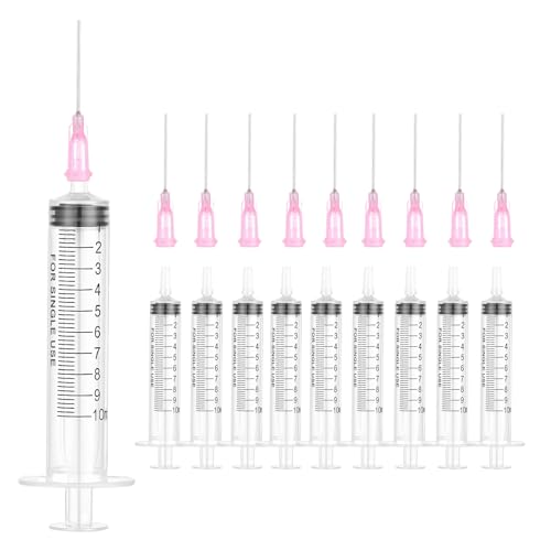 10ml Kunststoff Spritze mit Nadel 10 Stück Spritzen Einzeln Verpackt Langlebige Kolostrum Spritzen Vielseitige Dosierspritzen Wiederverwendbare Flüssigspritze Messspritze für Garten