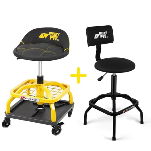 Bundle-Yellow Shop Stool and Black Bar Work Stool