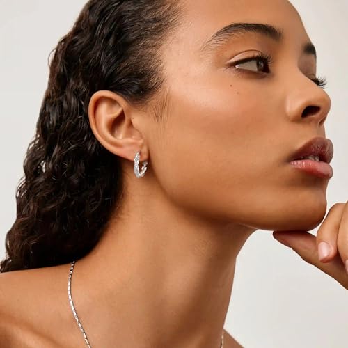 Lightweight Twisted Hoop Earring Hypoallergenic 925 Sterling Silver Twist Earring for Women Trendy 14k Gold Plated Braided Hoop Earrings Gift for Chrismas Birthday 20/30/40mm2