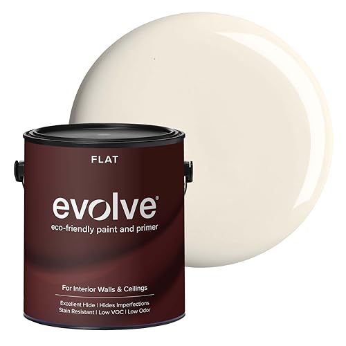EVOLVE Interior Paint & Primer, Flat (Coconut Cream), 1 Gallon – Available in 50+ Colors, One-Coat Coverage, Excellent Hide, Low VOC, Low Odor, Washable Interior Paint