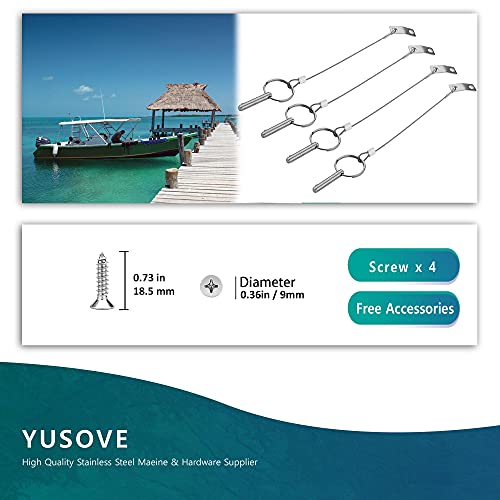 Bimini Top Quick Release Pin 1/4" 316 Stainless Steel With Lanyard Pin,Boat Bimini Top Deck Pins,Marine Bimini Top Hardware Accessories,Pack Of 4 #TOP3