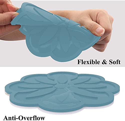 Image of Silicone Trivets Mats, Silicone Hot Mats Set, Silicone Hot Pads, Silicone Pot Mat for Countertop, Trivet Pads Heat Resistant, Table Placemats (Pack of 4 Peacock)