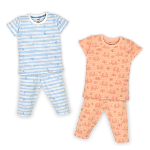 Image of LuvLap Baby Boys & Girls 100% Cotton Night Suit, Pack of 2