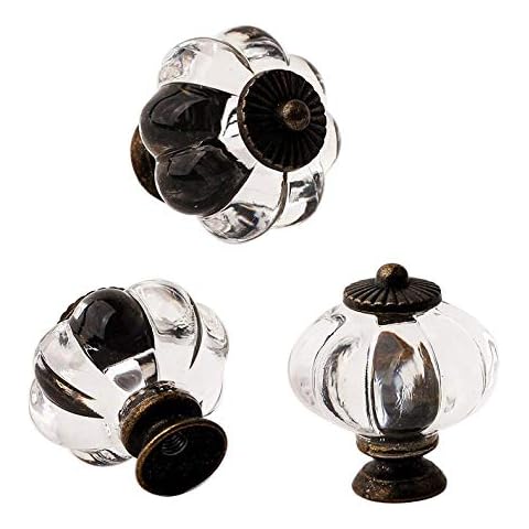 Eokoaiee Set of 12 Retro Acrylic Pumpkin Knobs Handles Pulls for Cabinets Cupboard Dresser Drawers Kitchen Furniture Kids Room Cover