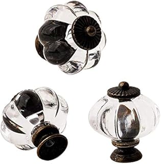 Set of 12 Antique Acrylic Pumpkin Knobs, Handles Pulls for Cabinets, Cupboard Dresser, Drawers, Kitchen Furniture or Kids Room(Crystal)