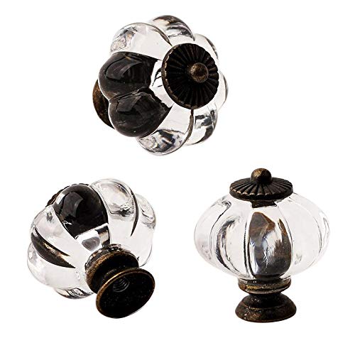 Eokoaiee Lot de 12 poignées en acrylique antique en forme de citrouille pour armoires, commodes, tiroirs, meubles de cuisine ou