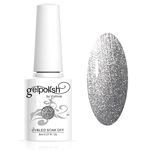 Vishine Smalto Semipermente per Unghie in Gel UV LED Smalti per Unghie Colori per Soak Off Manicure e Pedicure 8ml 1pzs - Pearl Silver #231