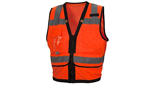 Pyramex RVZ2820L RVZ28 Series Vest Hi-Vis Orange with Black Trim and Zipper - Size Large