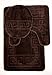 3 Piece Bath Rug Set Pattern Bathroom Rug (20"x32")/large Contour Mat (20"x20") with Lid Cover (Brown)