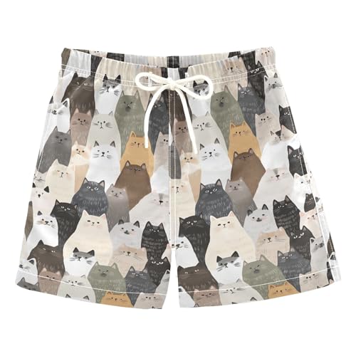 JUNZAN Aesthetic Ragdoll Cats White Boys Swimming Trunks Quick Dry Baby Boy Bathing Trunks Kids Swimwears Teen's Presents M 8Y