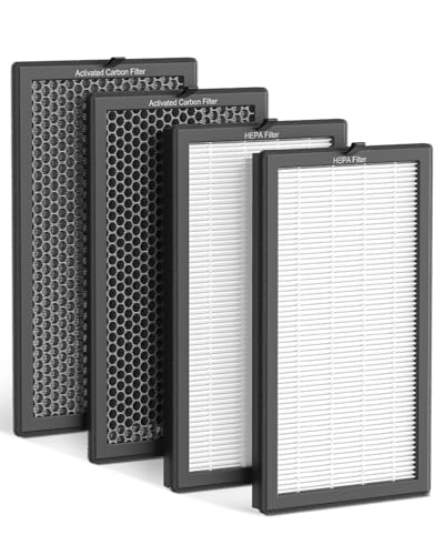 SIESEAN AP400 Official Genuine Replacement Filter Set, 4-Pack with 2 H13 True HEPA Filters and 2 Activated Carbon Filters, Designed by Original Manufacturer, Easy Installation