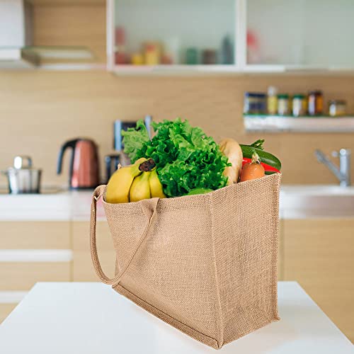 3 Pack Burlap Tote Bags With Inner Zipper Pocket, Large Jute Tote Bag Reusable Grocery Bags Bridesmaid Wedding Gift Beach Travel Shopping Tote Bags Blank Diy Bags, 15.3 X 12.2 X 5.9 Inches #TOP5