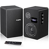 Orroplus Powered Bookshelf Speakers Pair, 70W Surround Sound Home Stereo Speakers Wired Optical/ARC/RCA/AUX/BT Input Active Record Player Speakers with 4