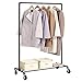Price comparison product image SONGMICS Heavy Duty Metal Clothes Rack on Wheels, Holds 90 kg, Industrial Design, Coat Stand with 1 Clothes Rail and Shelf, for Bedroom Laundry Room, Black HSR61BK