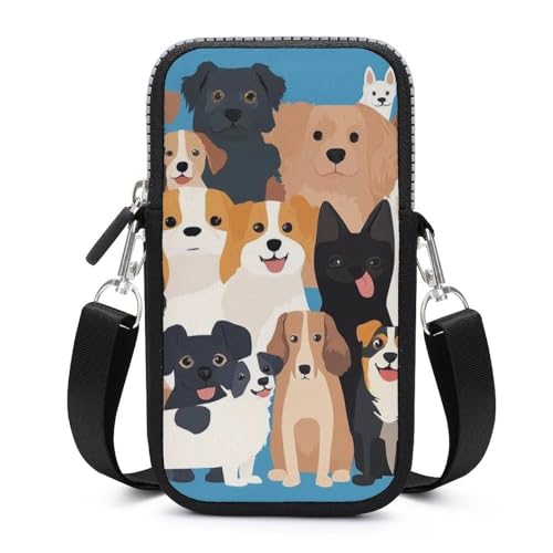 Meaudiwes Fashion Cell Phone Shoulder Bag, Portable Travel Purse Holder, Crossbody Cellphone Wallet Bag With Adjustable Strap Cute Puppy Dog