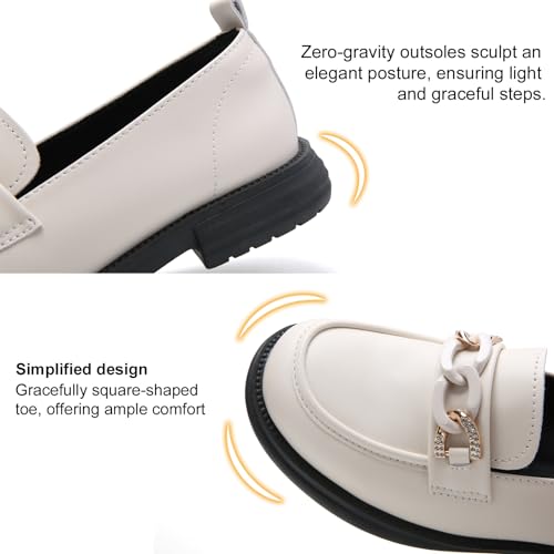 Image of UZB Womens Dressy Loafers Slip On Casual Office Work Shoes Begie 9 US